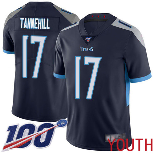 Tennessee Titans Limited Navy Blue Youth Ryan Tannehill Home Jersey NFL Football #17 100th Season Vapor Untouchable->youth nfl jersey->Youth Jersey